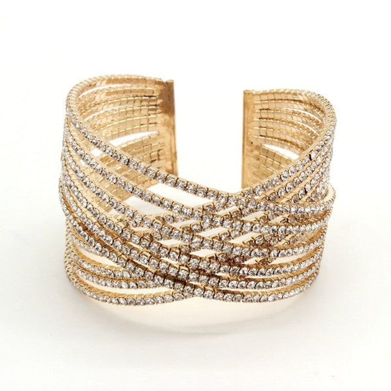 CHUNKY RHINESTONE CRISS CROSS BRACELET