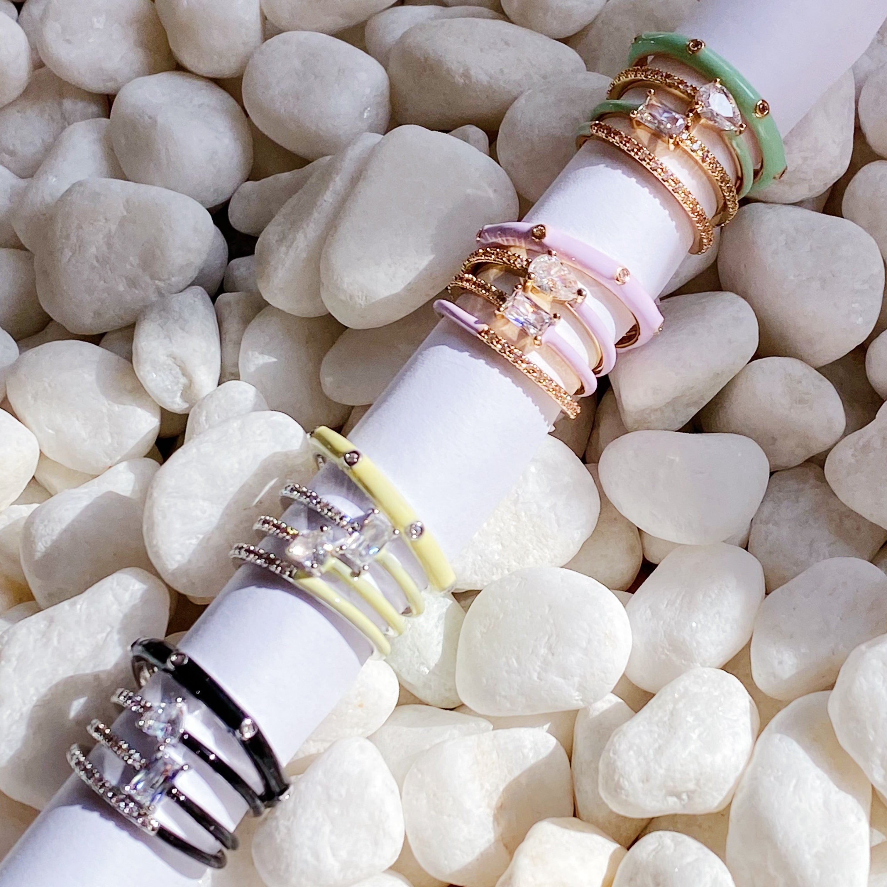 Pastel Glam Ring Set of 4