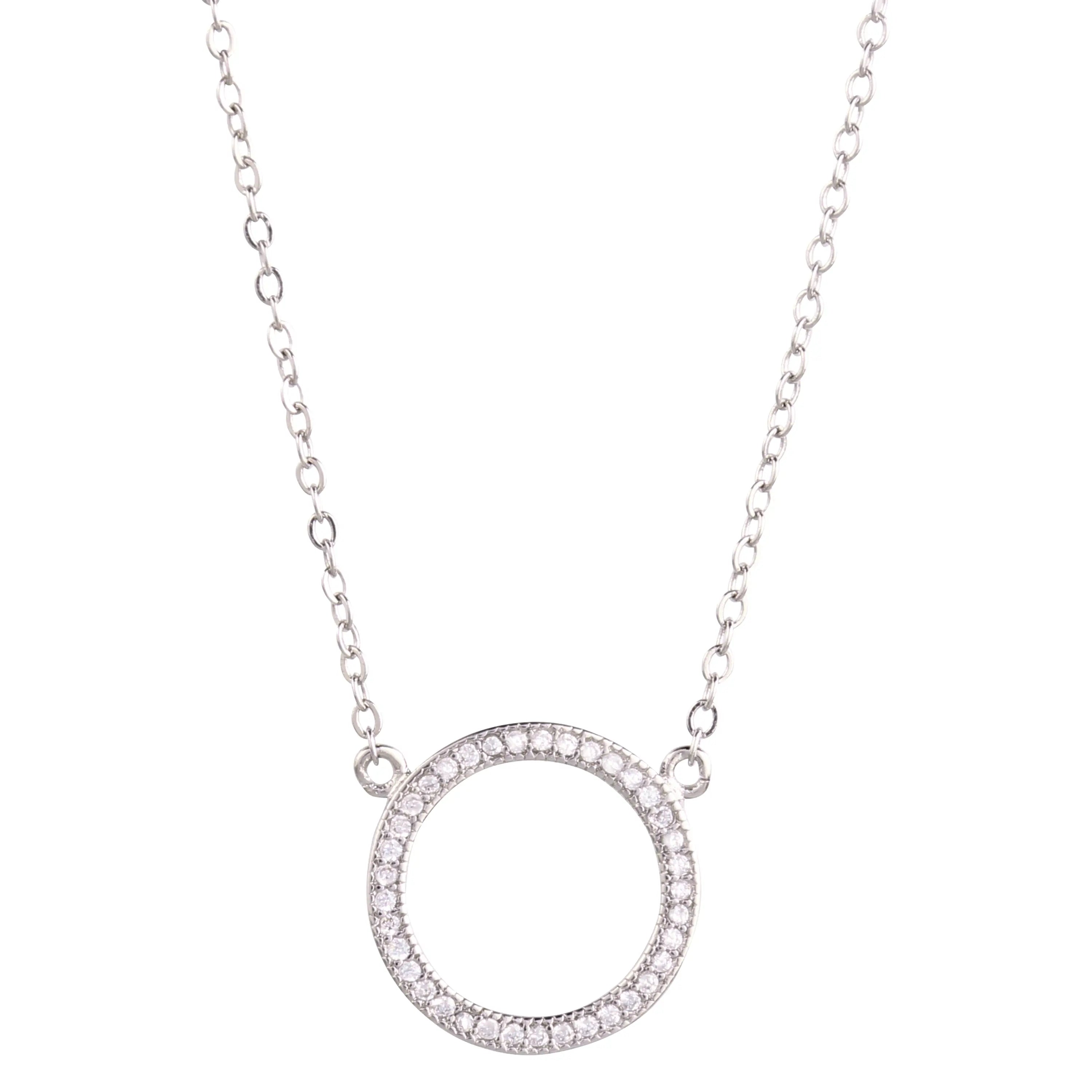Round Pendant Pave Necklace