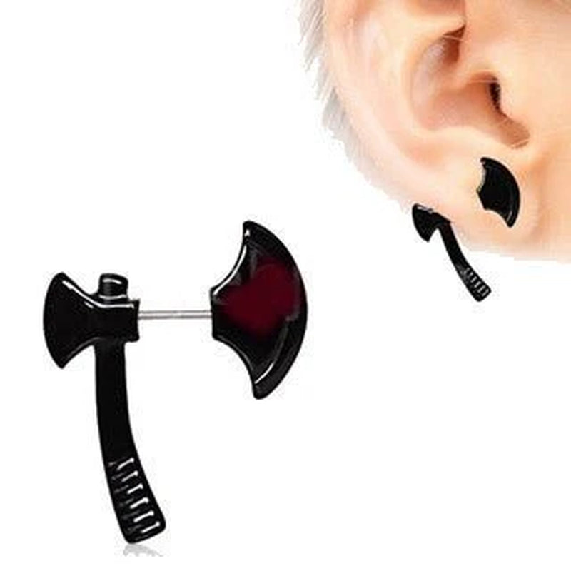 Black PVD Plated Axe Fake Taper / Cartilage