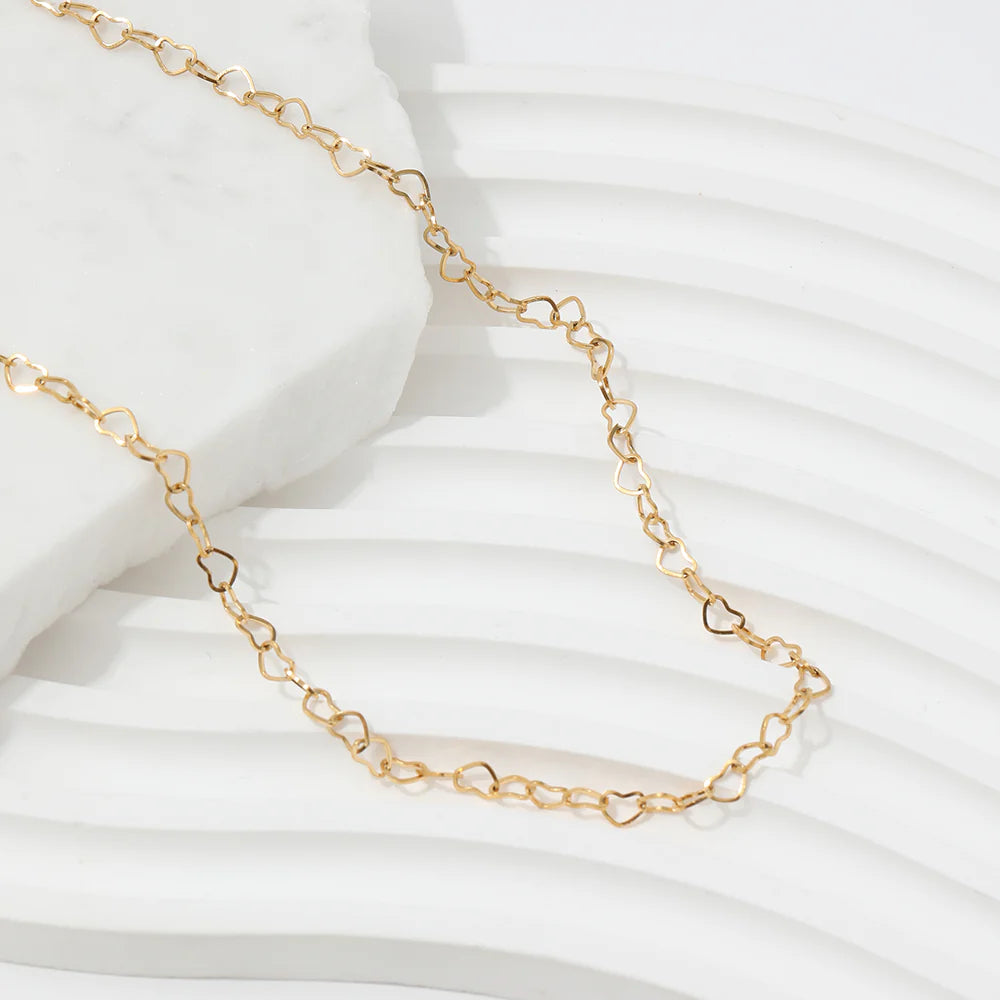 Dainty Hollow Heart Choker in Gold-Plated Finish