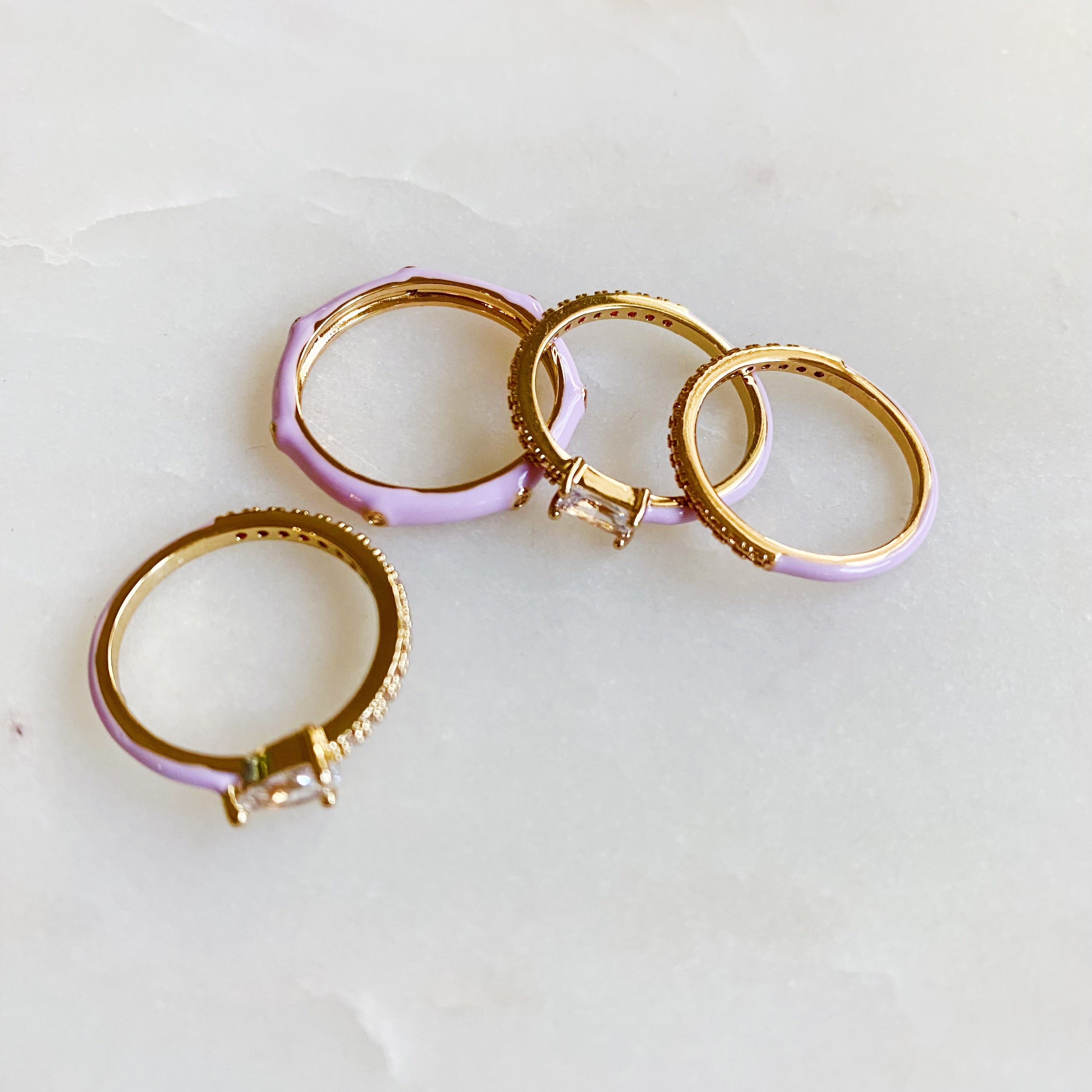Pastel Glam Ring Set of 4