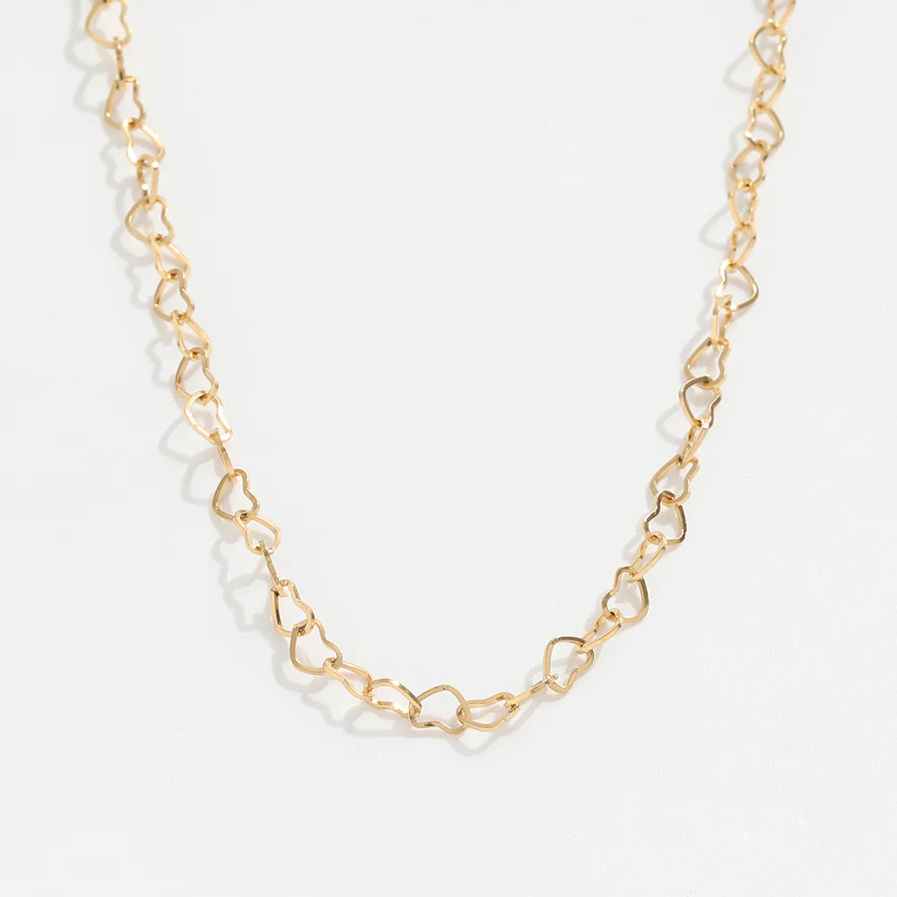 Dainty Hollow Heart Choker in Gold-Plated Finish