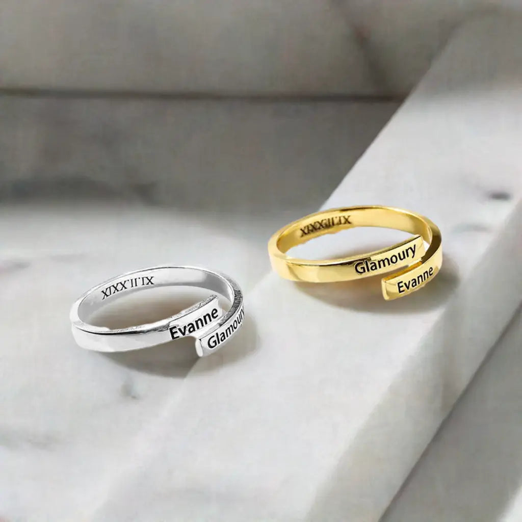 Full Silver 2-Name Ring - Sterling Silver Ring