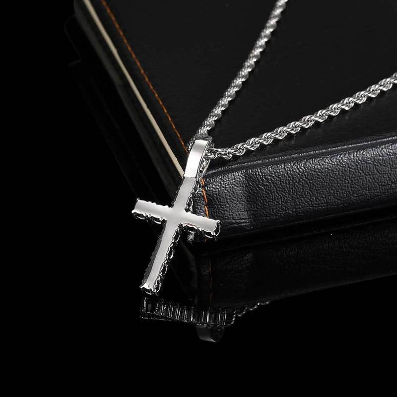 3MM Cross Necklace with Plain Chain, Artificial Zircon Decor, Matching Dainty Jewelry for Women & Men, Fashion Jewelry for Party & Daily Decor Pendant