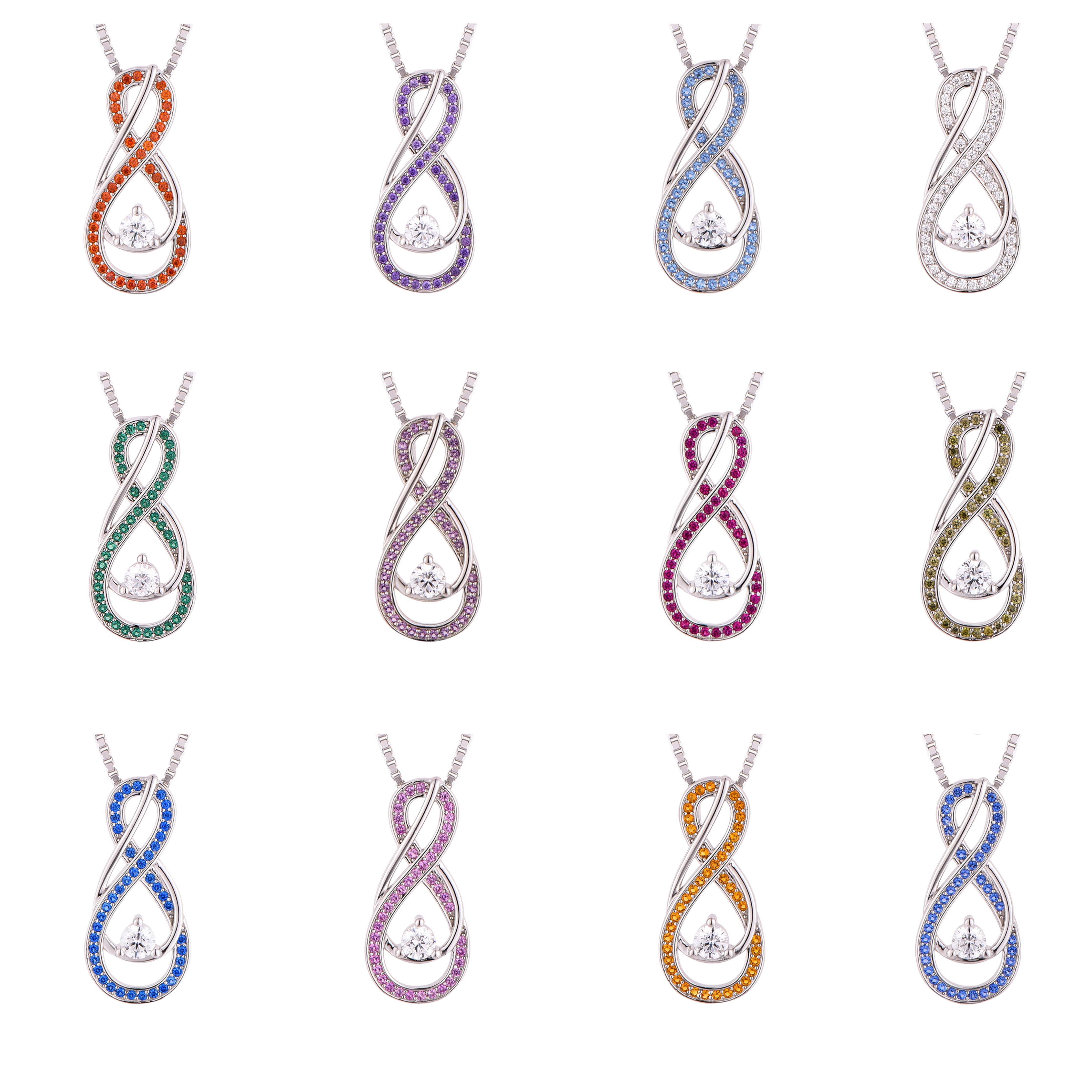 Blue Turquoise Infinity Birthstone Necklace - December Gemstone