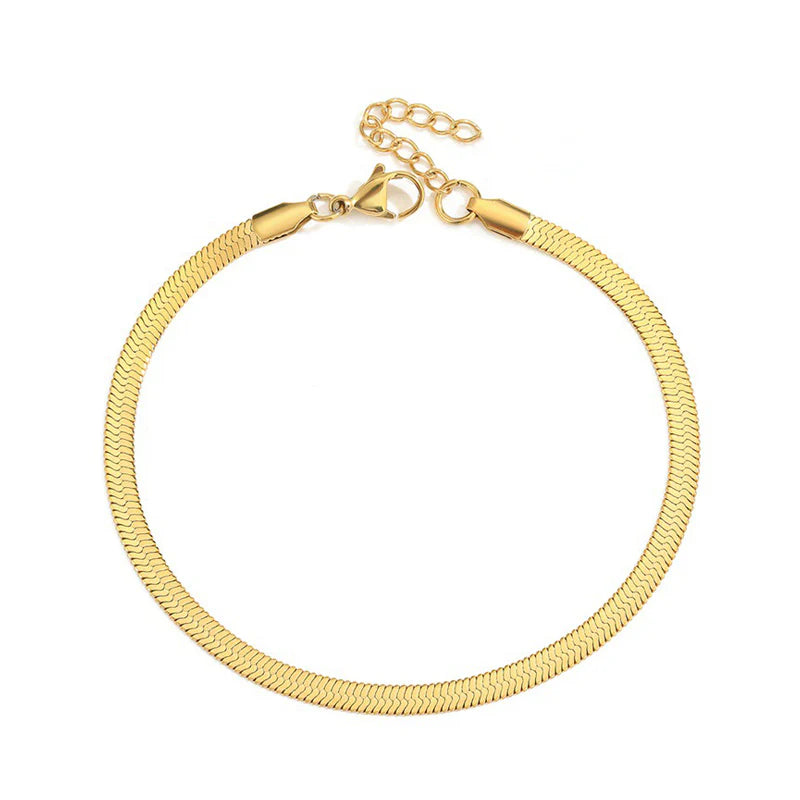 Gold Plated Serpentine Chain Anklet - Stylish Beach Jewelry for Women