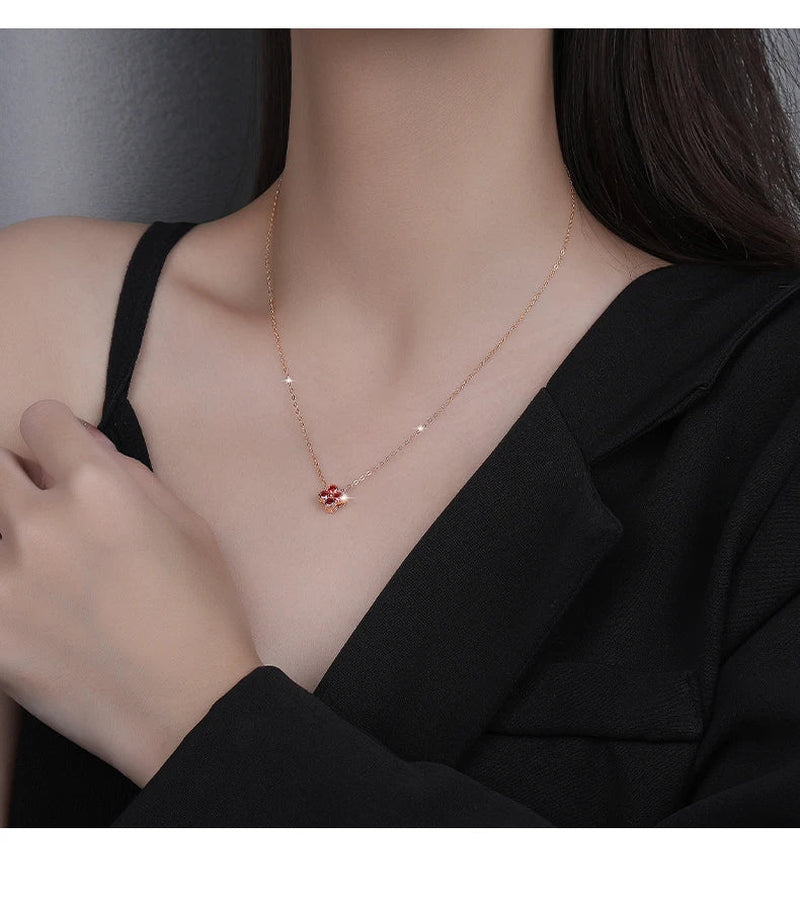 Dainty Birthstone Clover Necklace - S925 Silver
