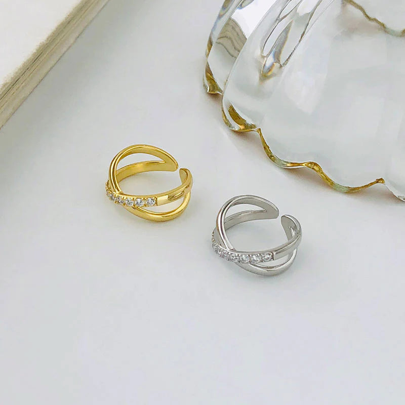 High Quality Gold Plated and Silver Adjustable Rings - 925 Jewelry Zircon Cross