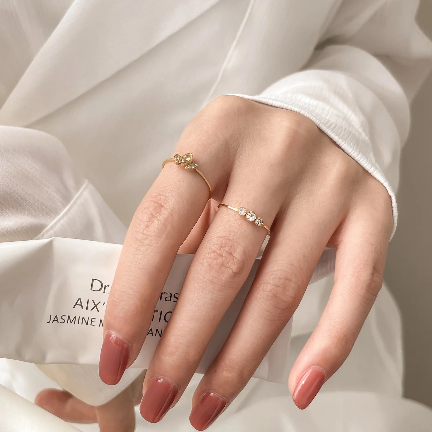 Chic 18K Gold Plated Diamond Stacking Rings