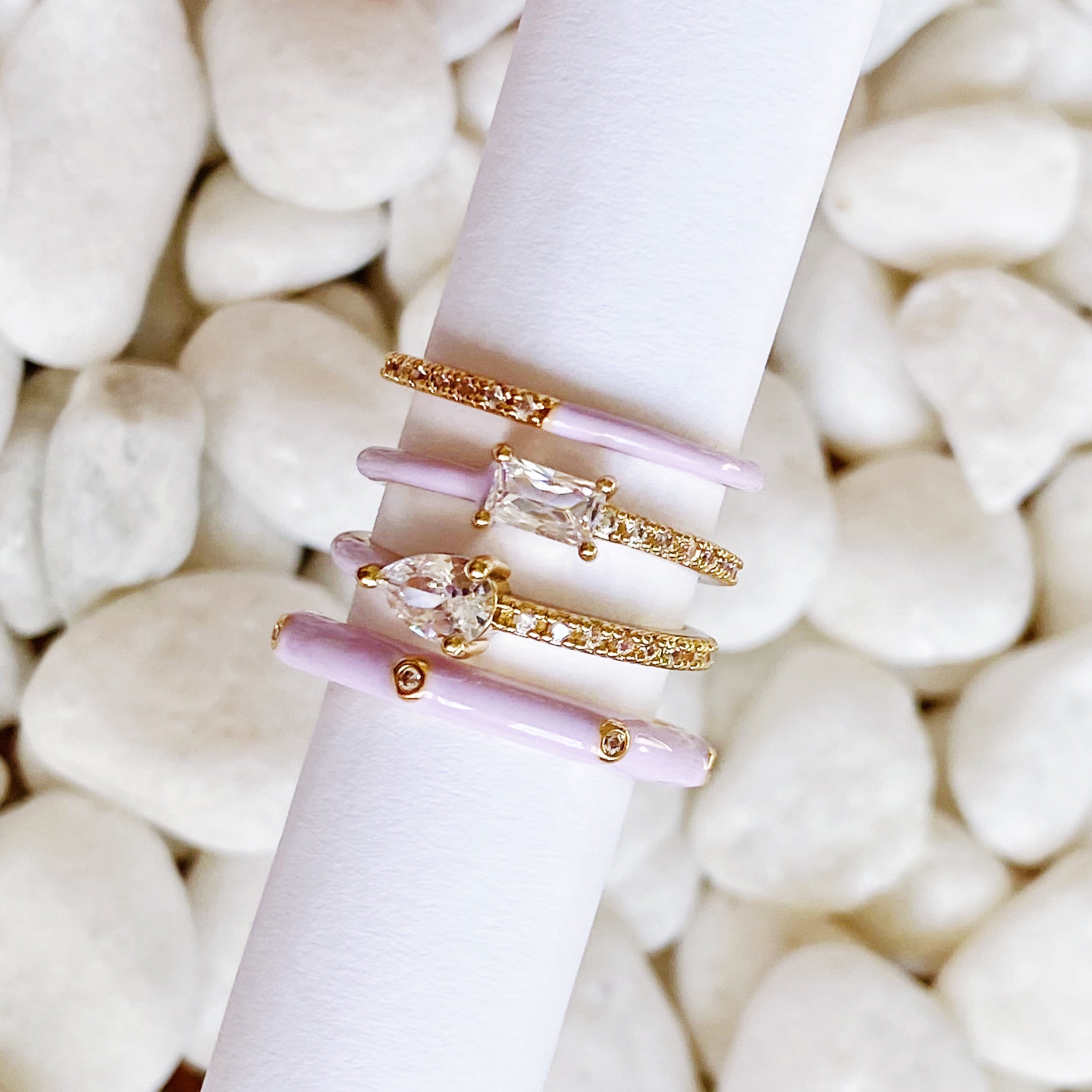 Pastel Glam Ring Set of 4