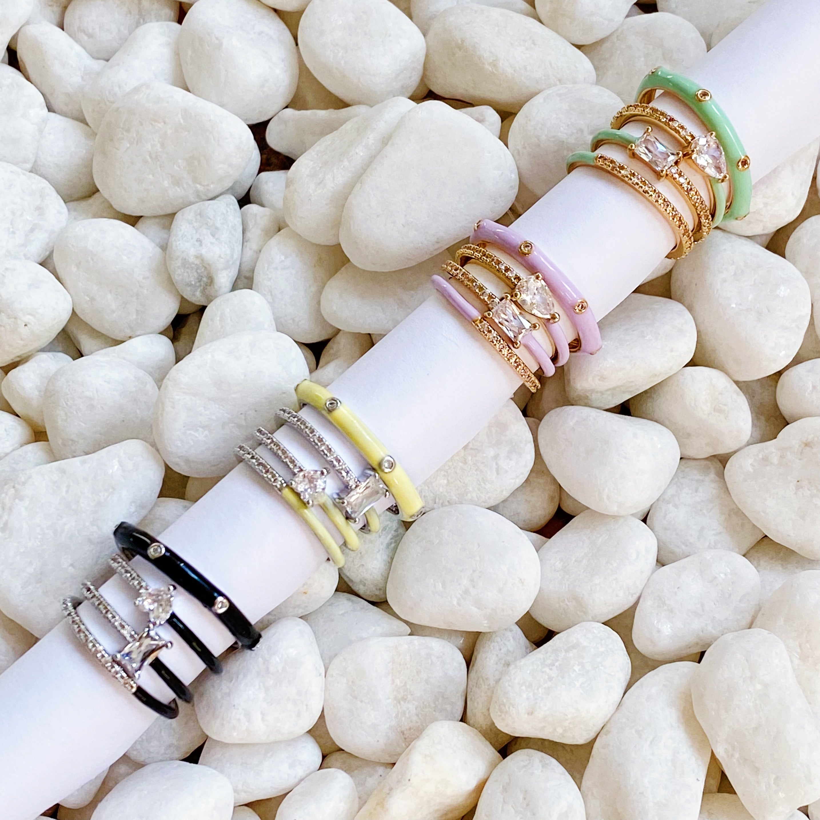 Pastel Glam Ring Set of 4