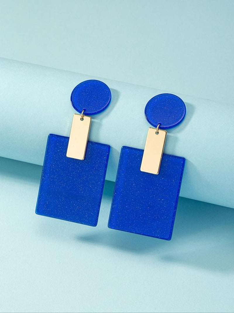 Geometric Patched Design Dangle Earrings, Simple Elegant Jewelry for Women, Casual Jewelry for Party, Daily Clothing Decor