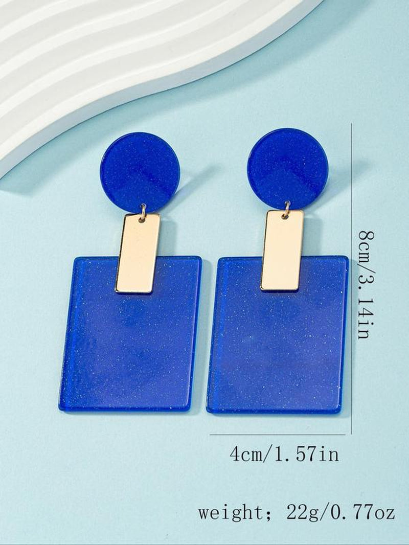 Geometric Patched Design Dangle Earrings, Simple Elegant Jewelry for Women, Casual Jewelry for Party, Daily Clothing Decor