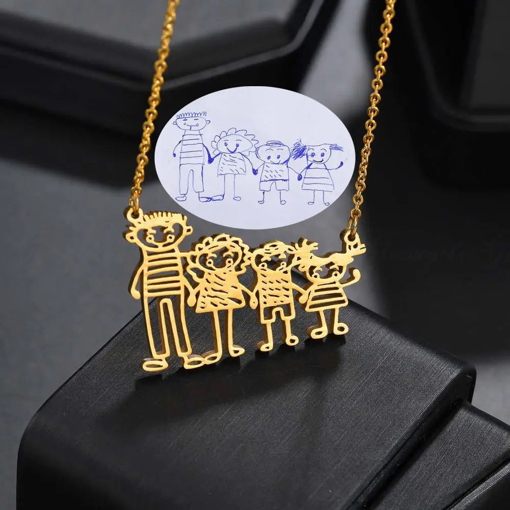 CREATE YOUR OWN DESIGN & DRAWINGS - Doodle Drawing Necklace - Custom Necklace