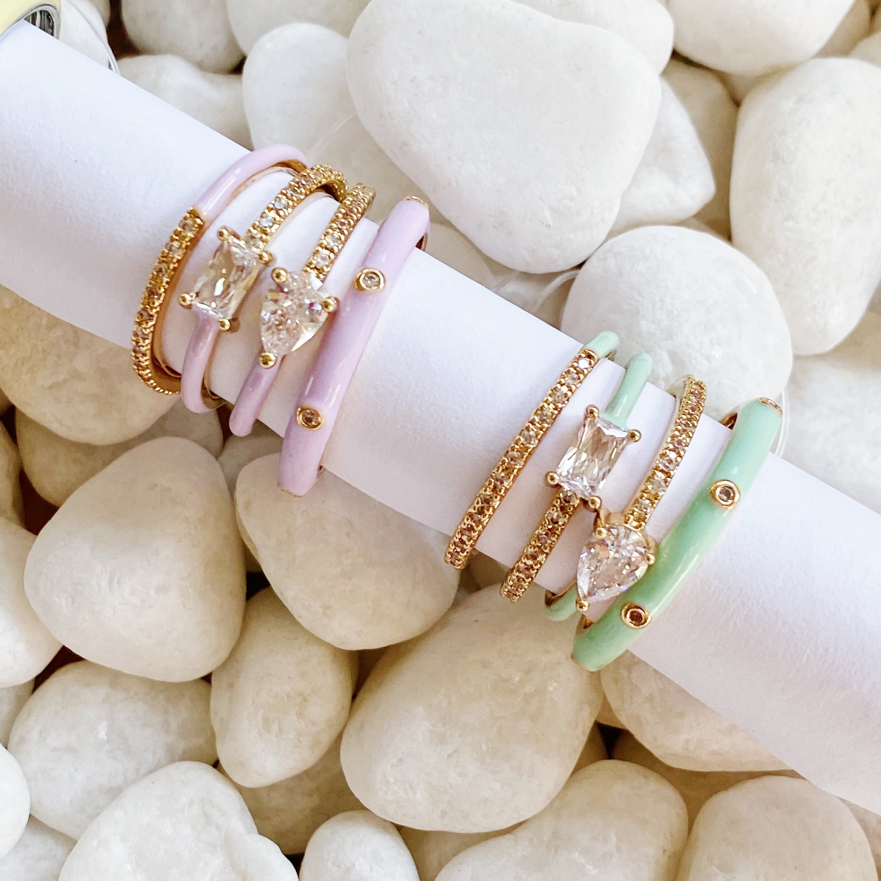 Pastel Glam Ring Set of 4