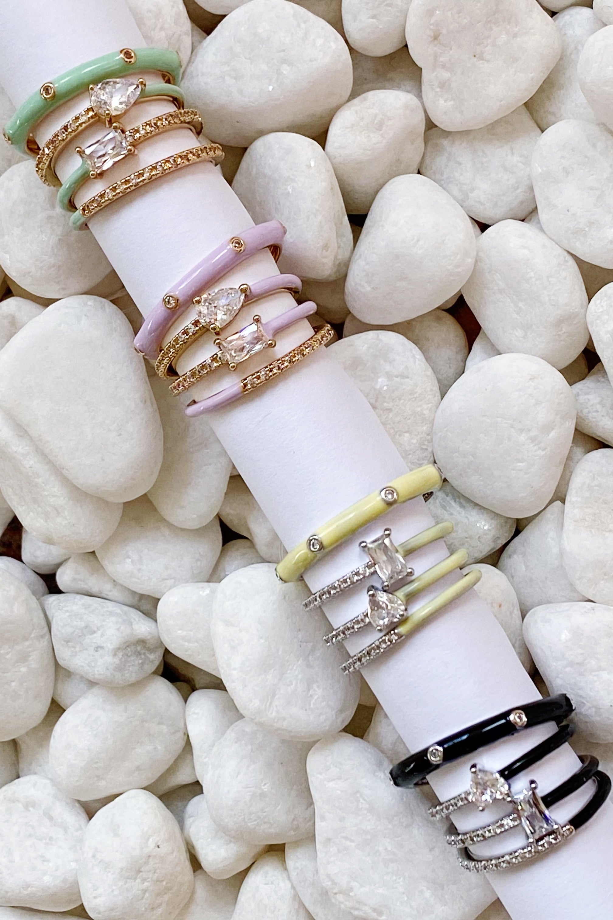 Pastel Glam Ring Set of 4