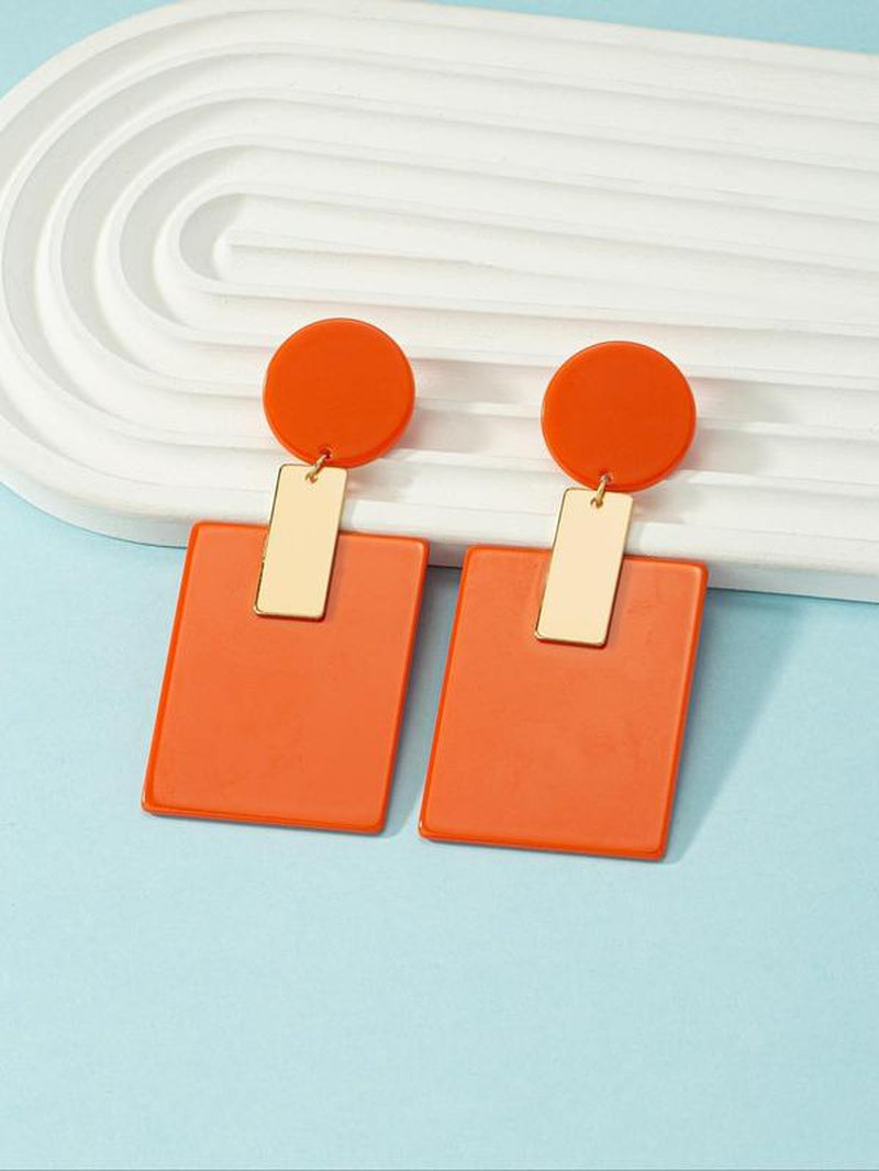 Geometric Patched Design Dangle Earrings, Simple Elegant Jewelry for Women, Casual Jewelry for Party, Daily Clothing Decor