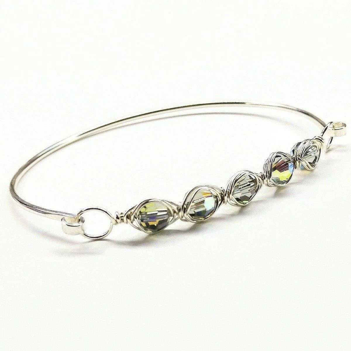 Larger Oval Shaped Swarovski Crystal Bar Bangle Bracelet