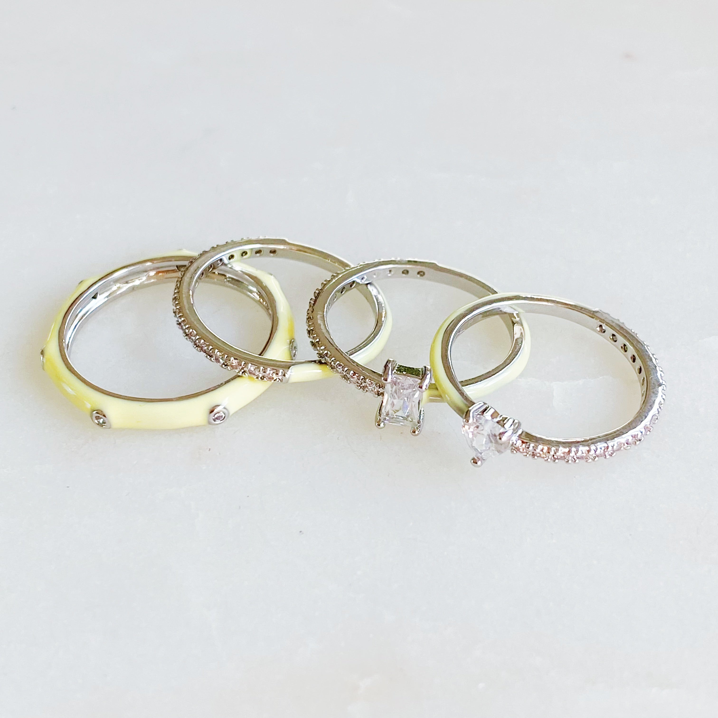 Pastel Glam Ring Set of 4