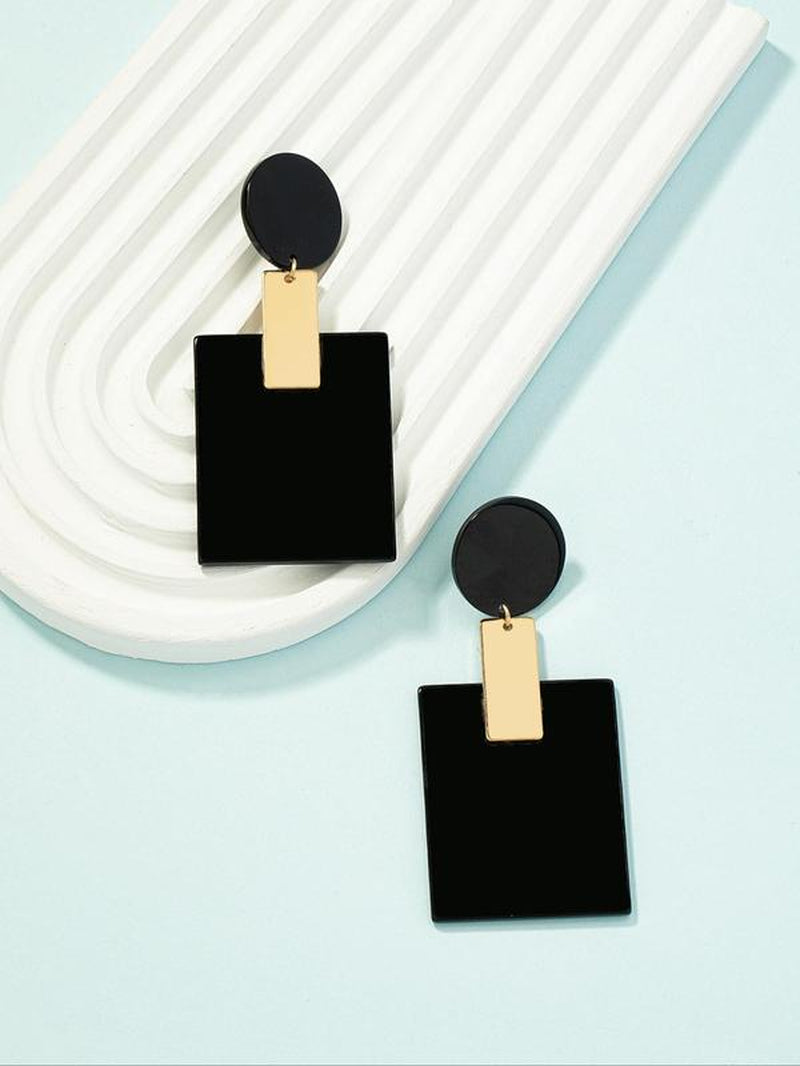 Geometric Patched Design Dangle Earrings, Simple Elegant Jewelry for Women, Casual Jewelry for Party, Daily Clothing Decor