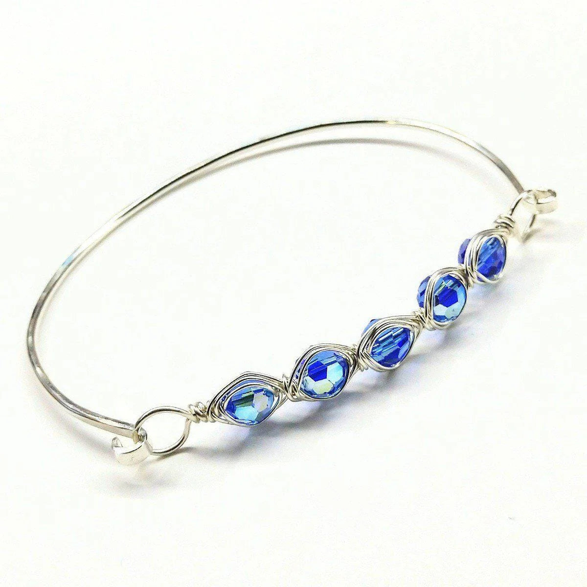 Larger Oval Shaped Swarovski Crystal Bar Bangle Bracelet