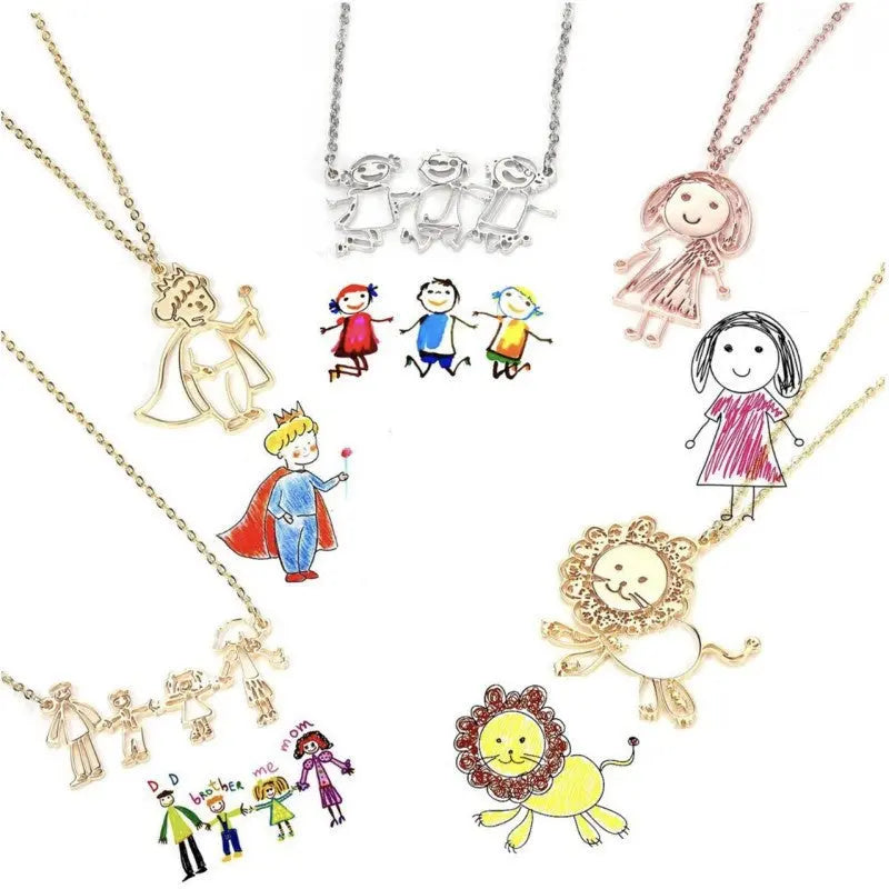CREATE YOUR OWN DESIGN & DRAWINGS - Doodle Drawing Necklace - Custom Necklace