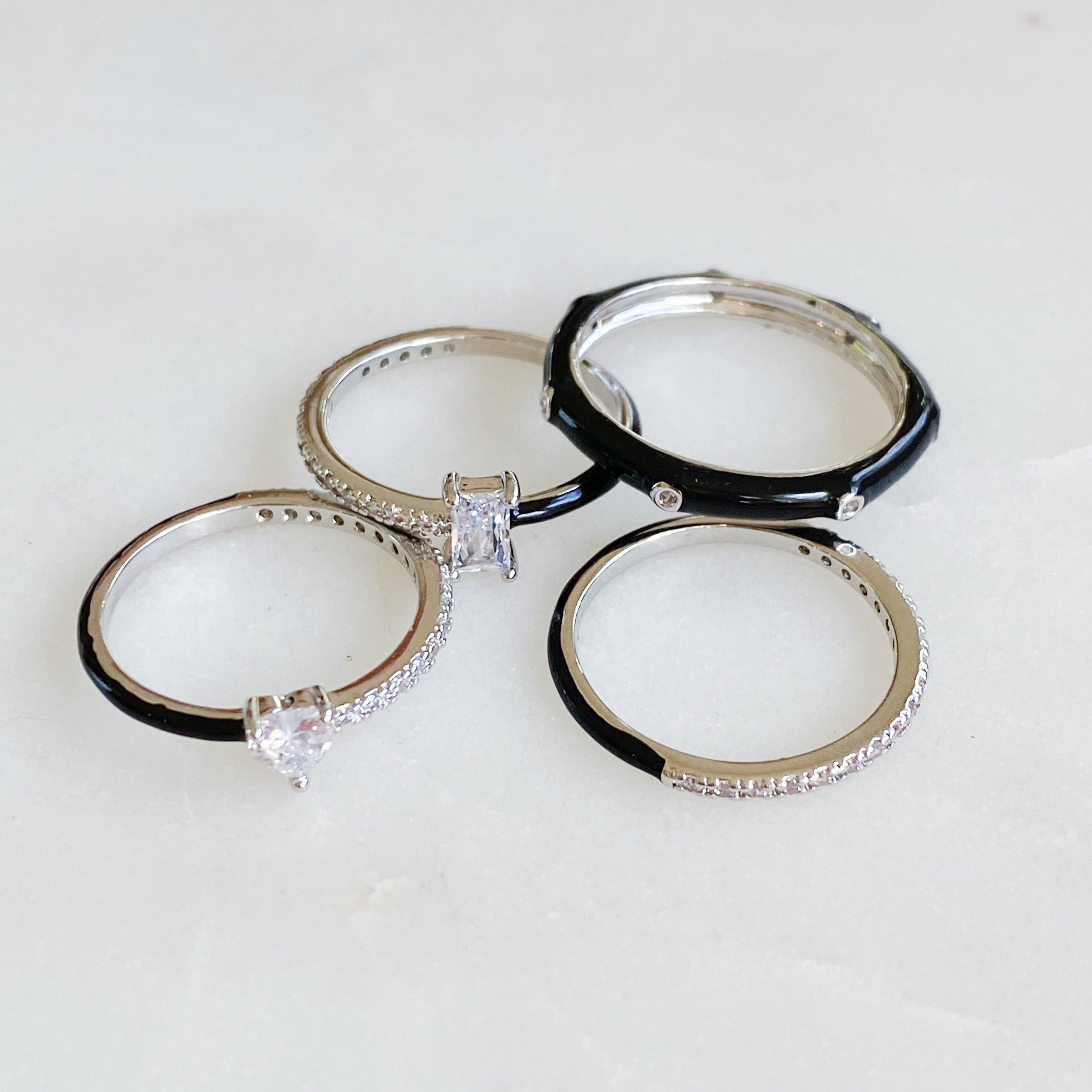 Pastel Glam Ring Set of 4