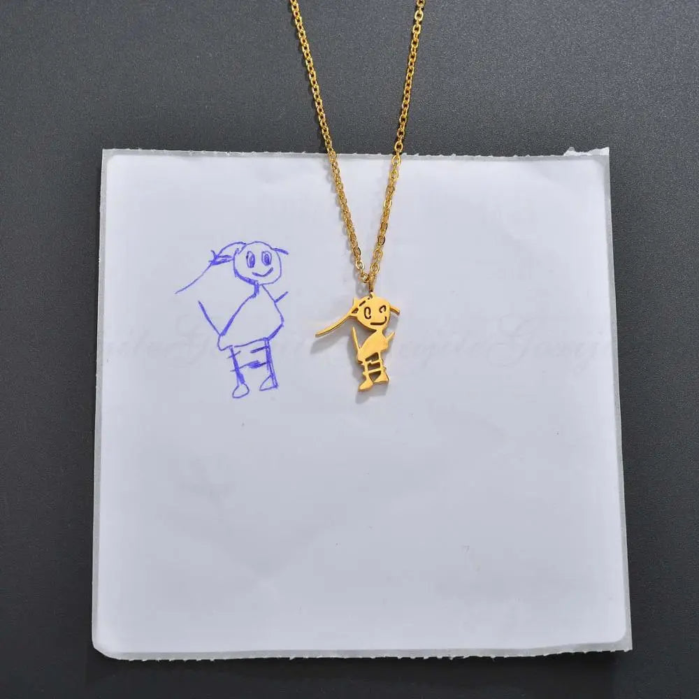 CREATE YOUR OWN DESIGN & DRAWINGS - Doodle Drawing Necklace - Custom Necklace