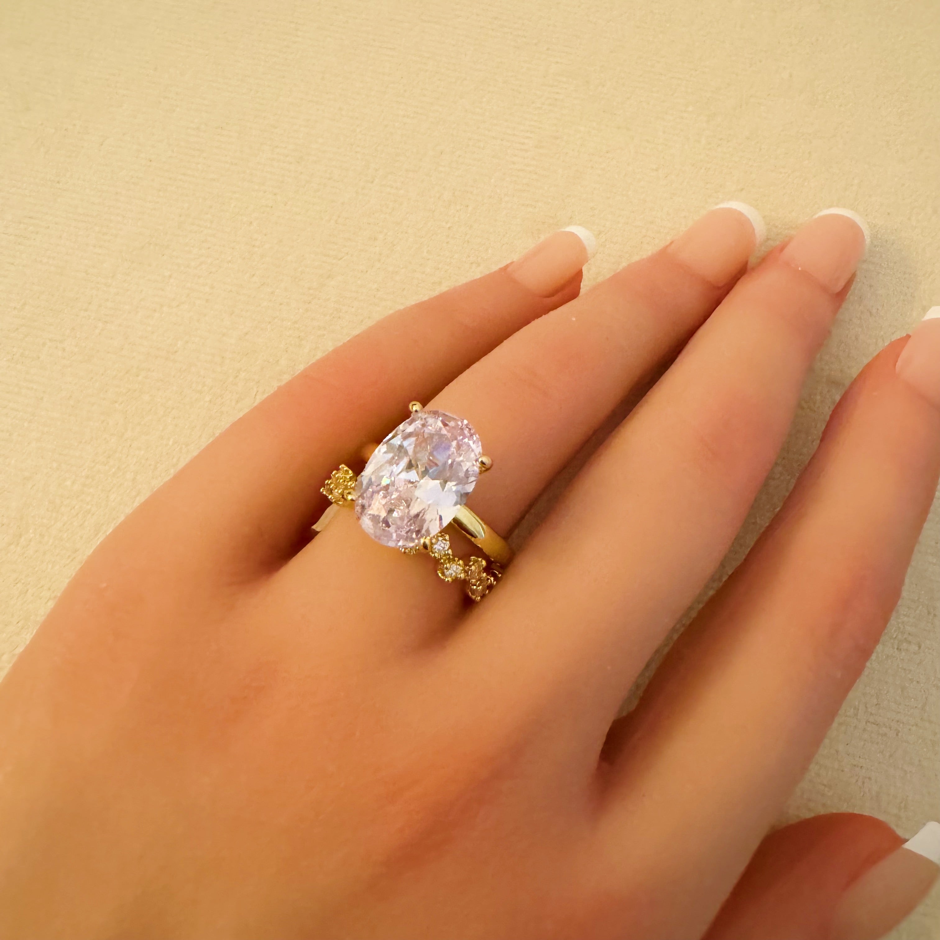 Lovely Oval Cut Solitaire Ring Set of 2