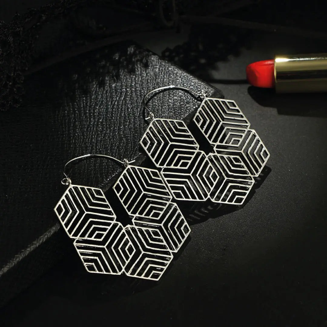 Hex -Silver Earrings