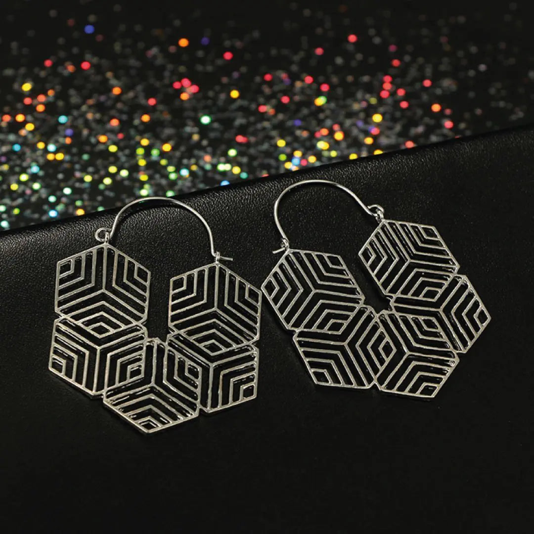 Hex -Silver Earrings