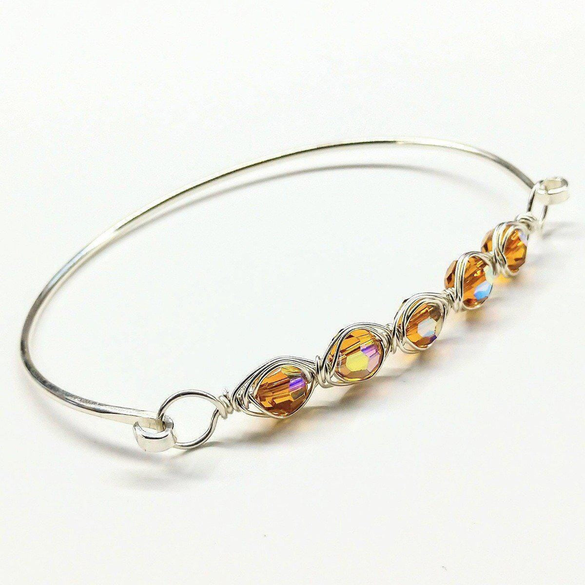 Larger Oval Shaped Swarovski Crystal Bar Bangle Bracelet