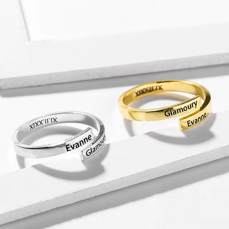 Full Silver 2-Name Ring - Sterling Silver Ring