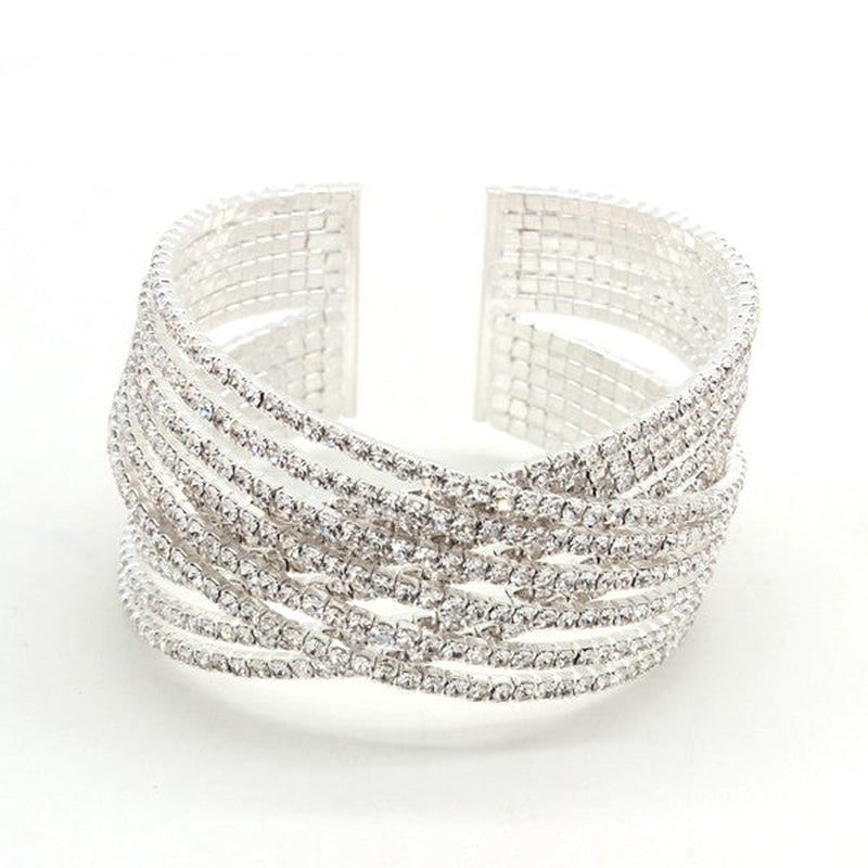CHUNKY RHINESTONE CRISS CROSS BRACELET