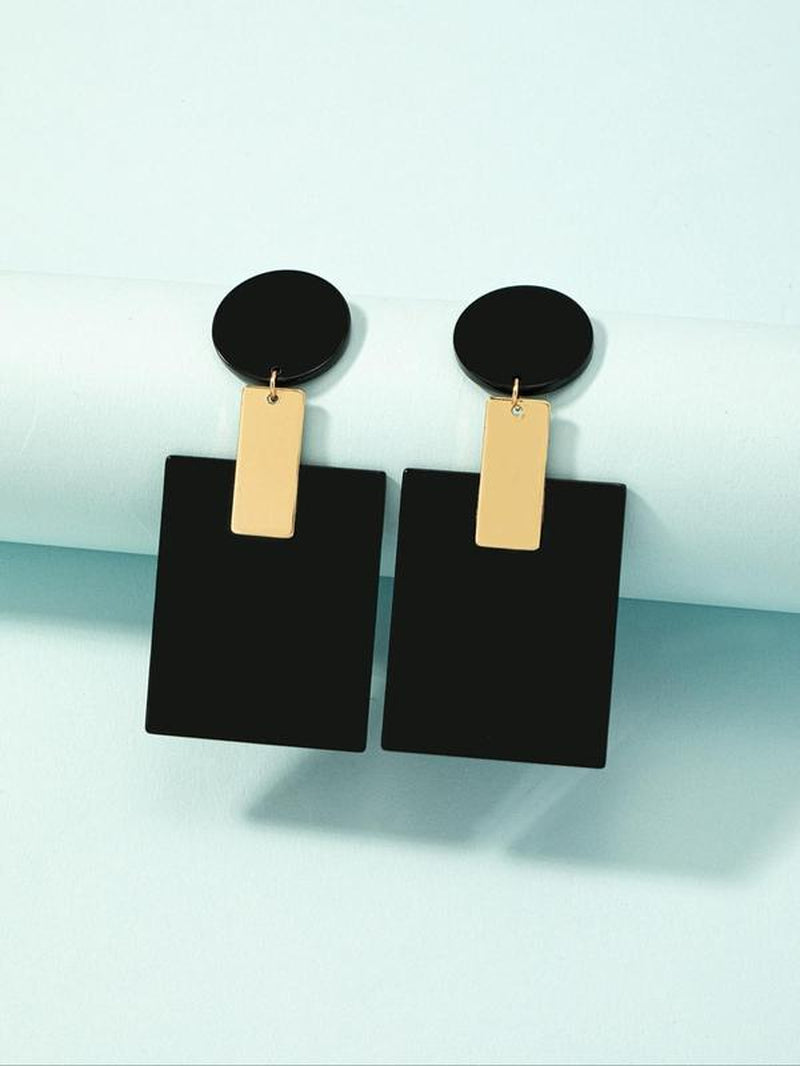 Geometric Patched Design Dangle Earrings, Simple Elegant Jewelry for Women, Casual Jewelry for Party, Daily Clothing Decor
