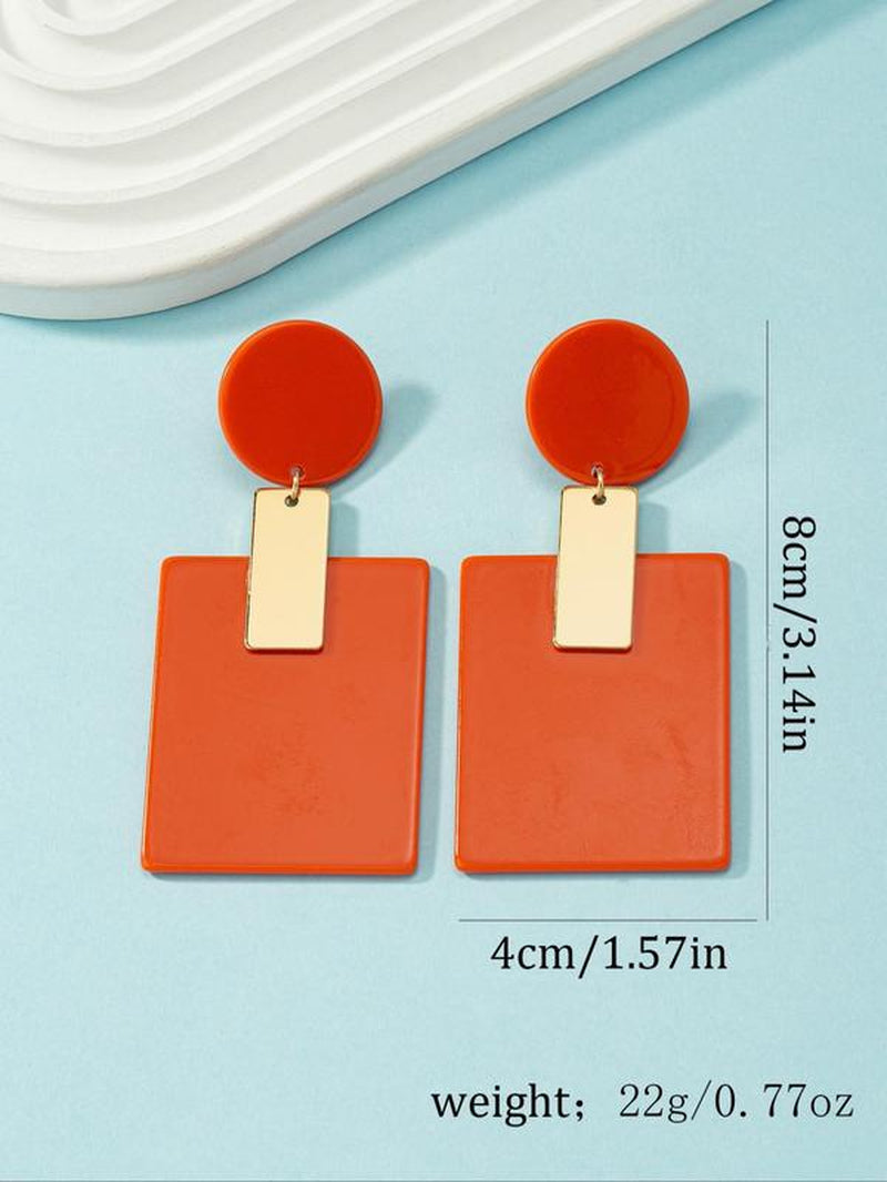 Geometric Patched Design Dangle Earrings, Simple Elegant Jewelry for Women, Casual Jewelry for Party, Daily Clothing Decor